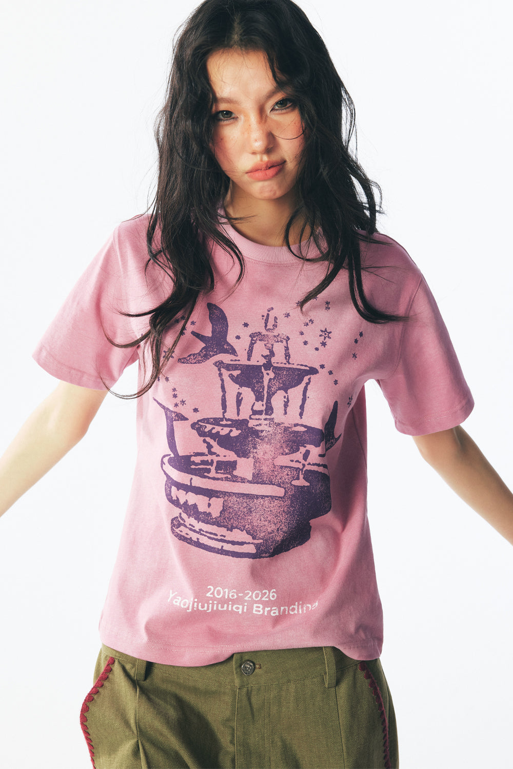 ホワイト ドーブ ファウンテン クロップド ショートスリーブ