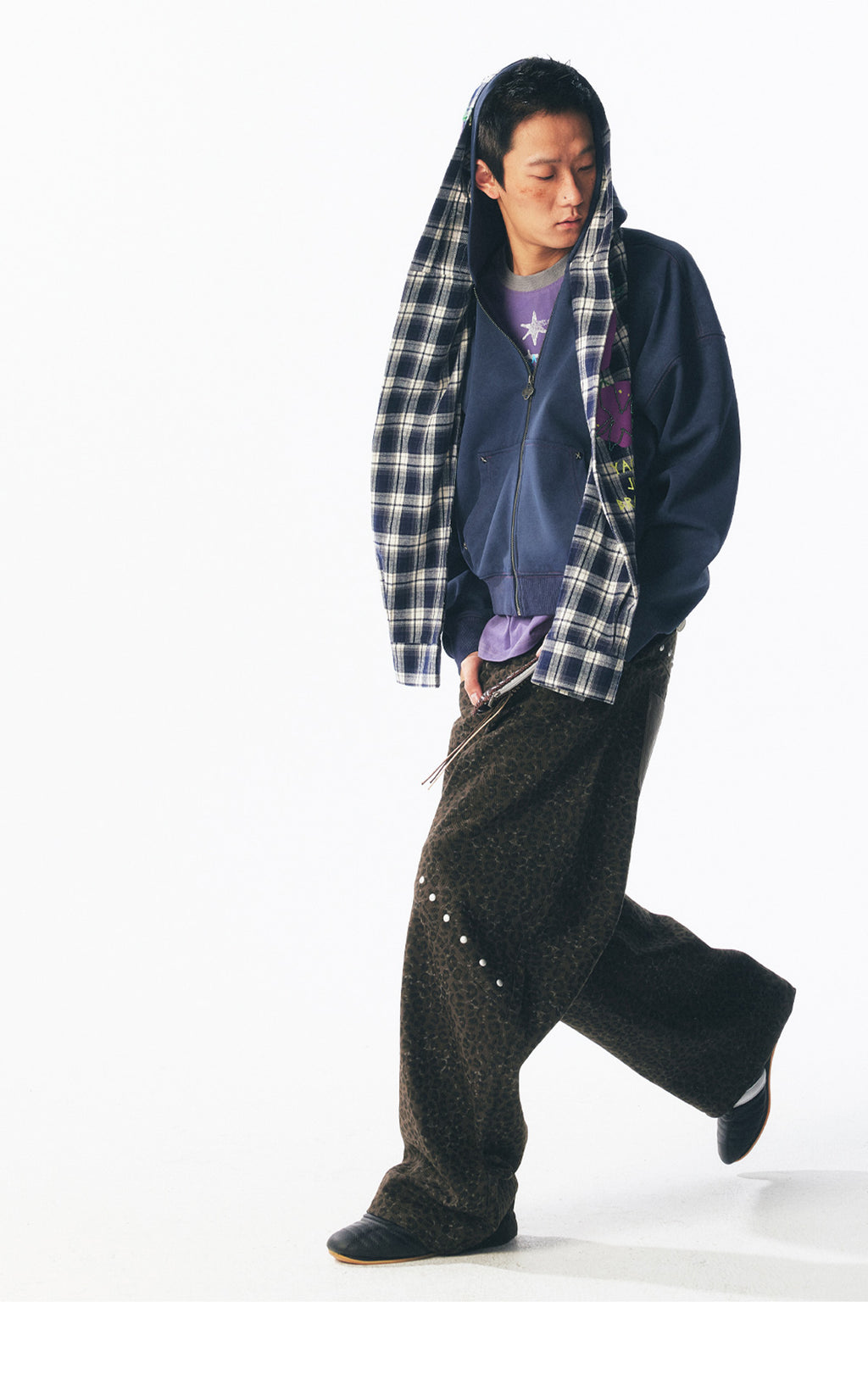 "Beaded Strawberry" Plaid Hoodie