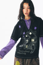 "Weird Bite House" Wizard Fake Two-Piece Long Sleeve