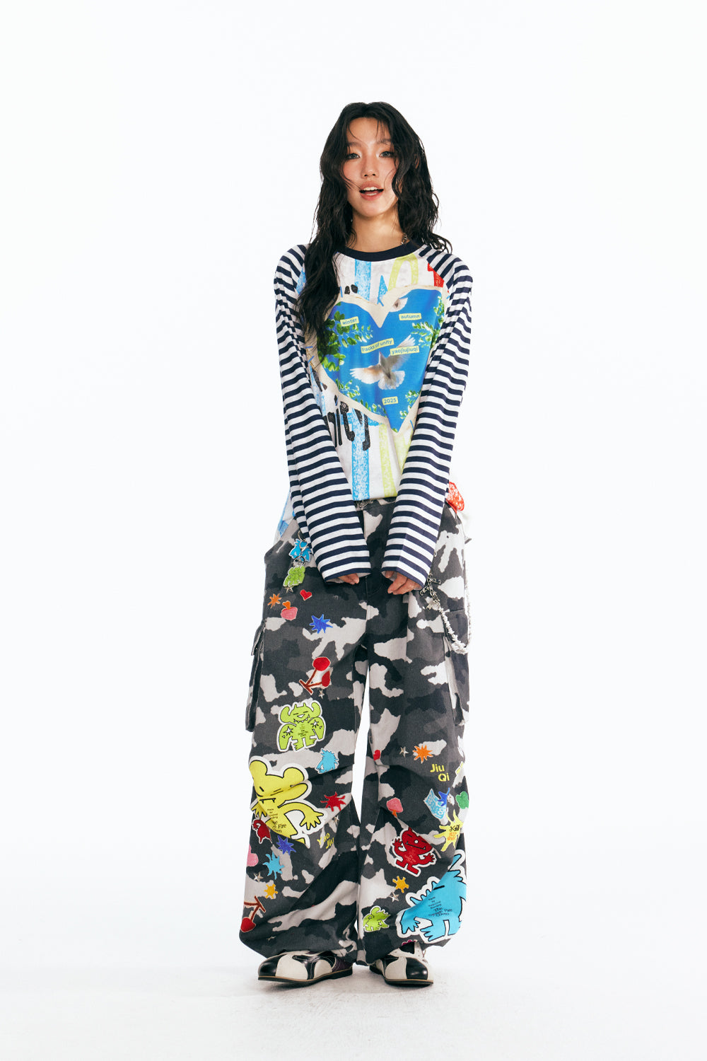 "Dove of Peace" Striped Long Sleeve
