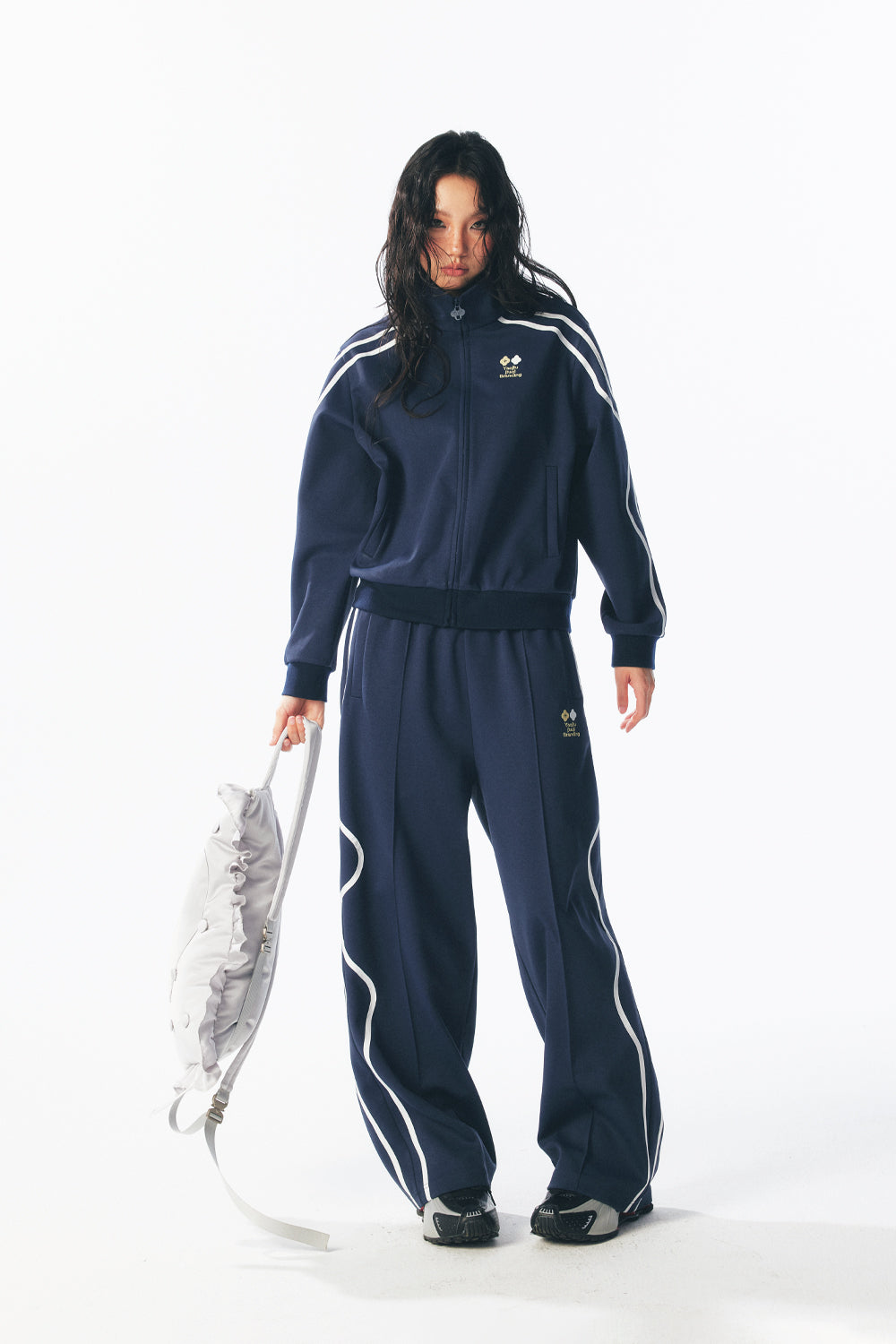 カーブストライプベーシックトラックスーツ（トップス+パンツ）