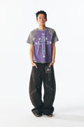 Thorn Cross & Star Rivet Irregular Short Sleeve