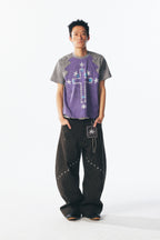 Thorn Cross & Star Rivet Irregular Short Sleeve