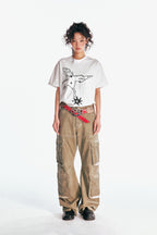 "Crane & Flying Flowers" Short Sleeve