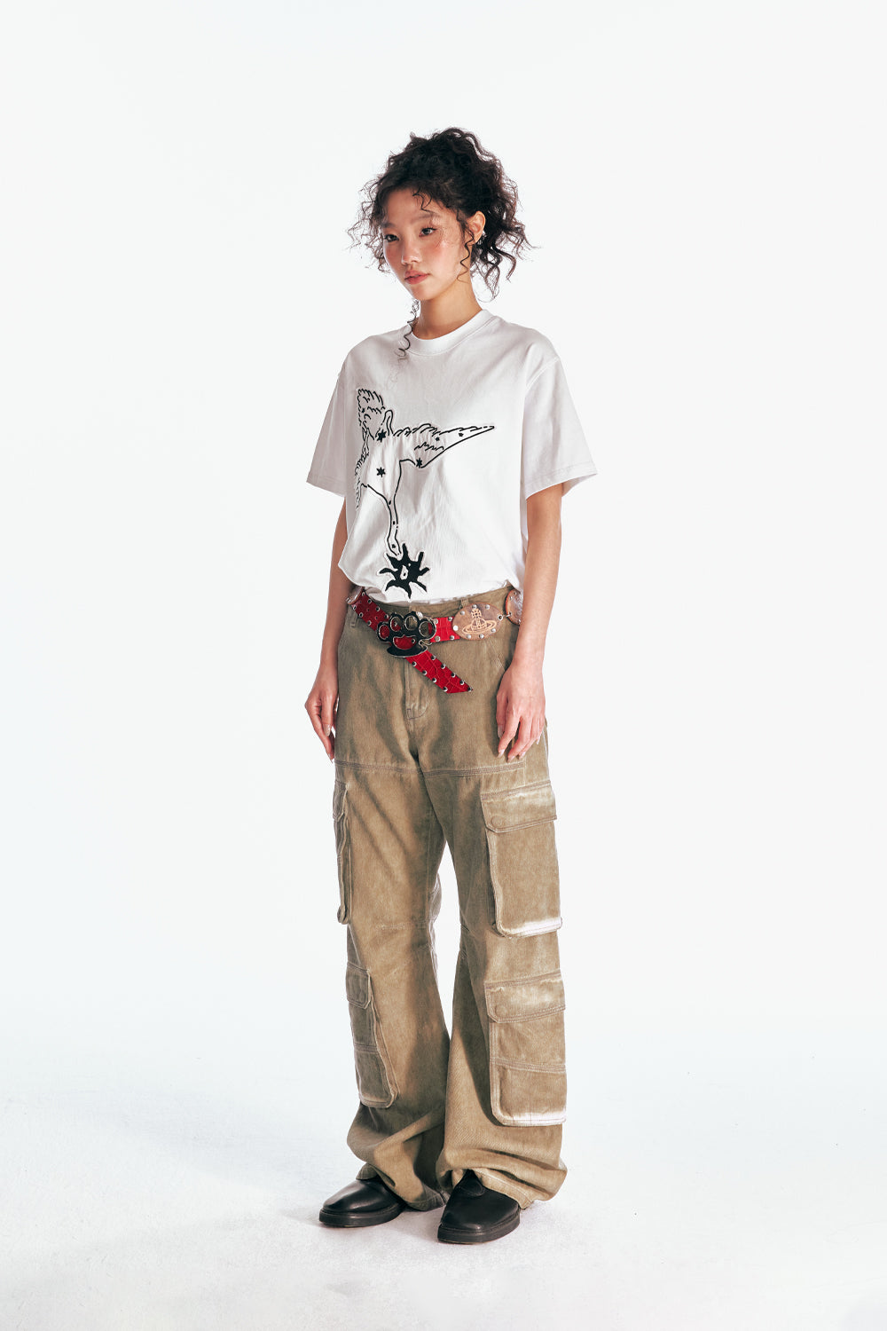 "Crane & Flying Flowers" Short Sleeve