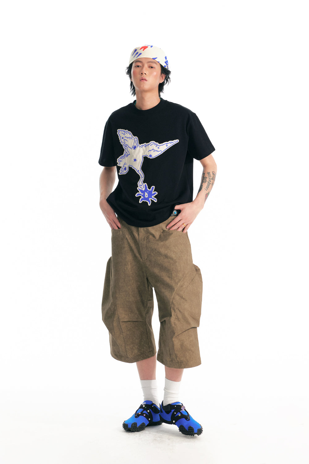 "Crane & Flying Flowers" Short Sleeve
