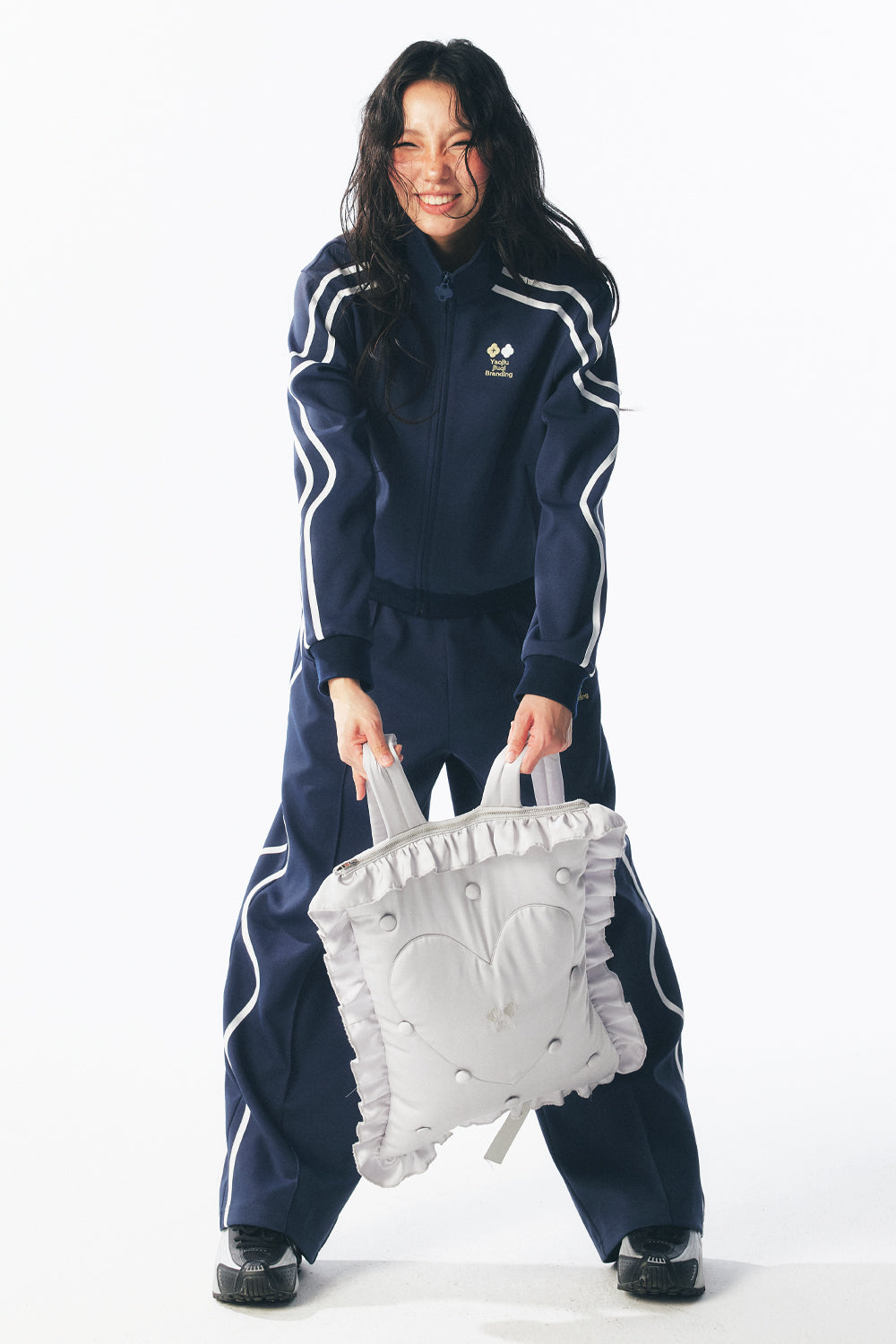 カーブストライプベーシックトラックスーツ（トップス+パンツ）