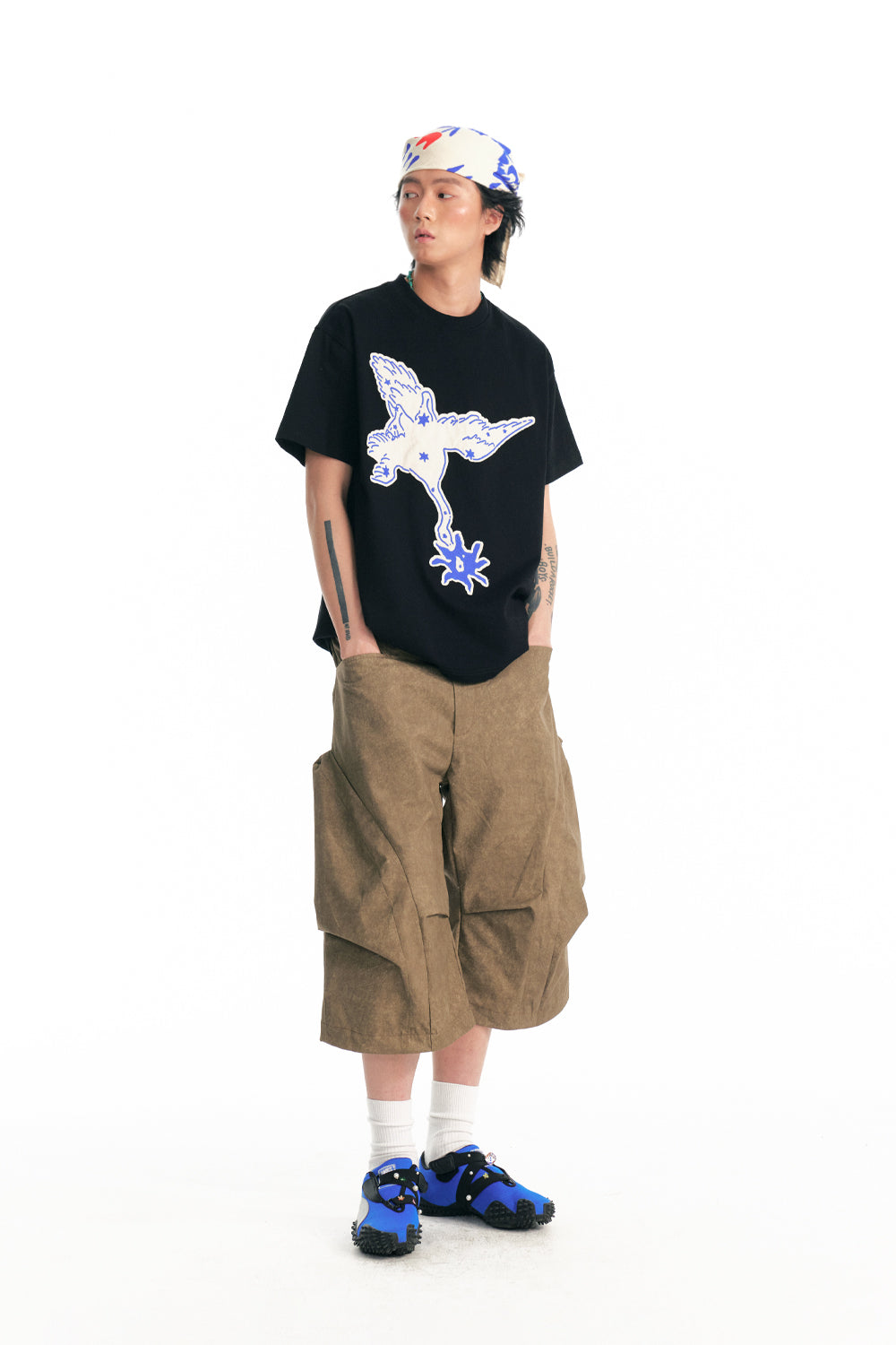 "Crane & Flying Flowers" Short Sleeve