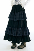Plaid Spliced Long Dress