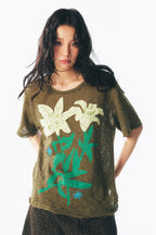 릴리 플라워 콜라주 반팔