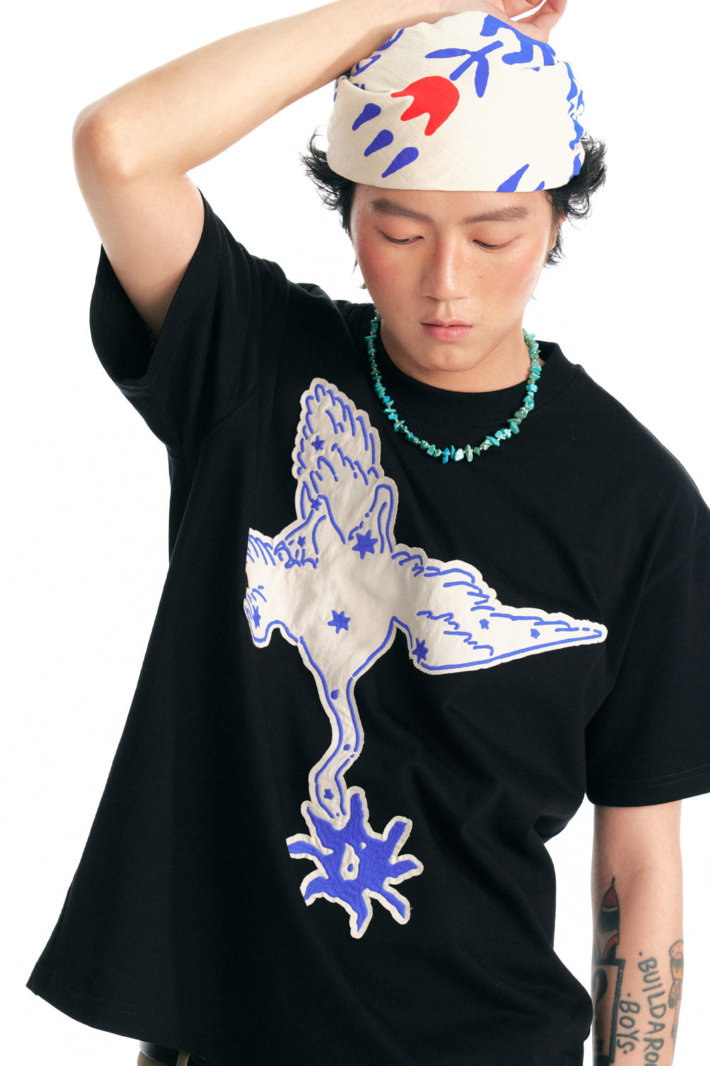 "Crane & Flying Flowers" Short Sleeve