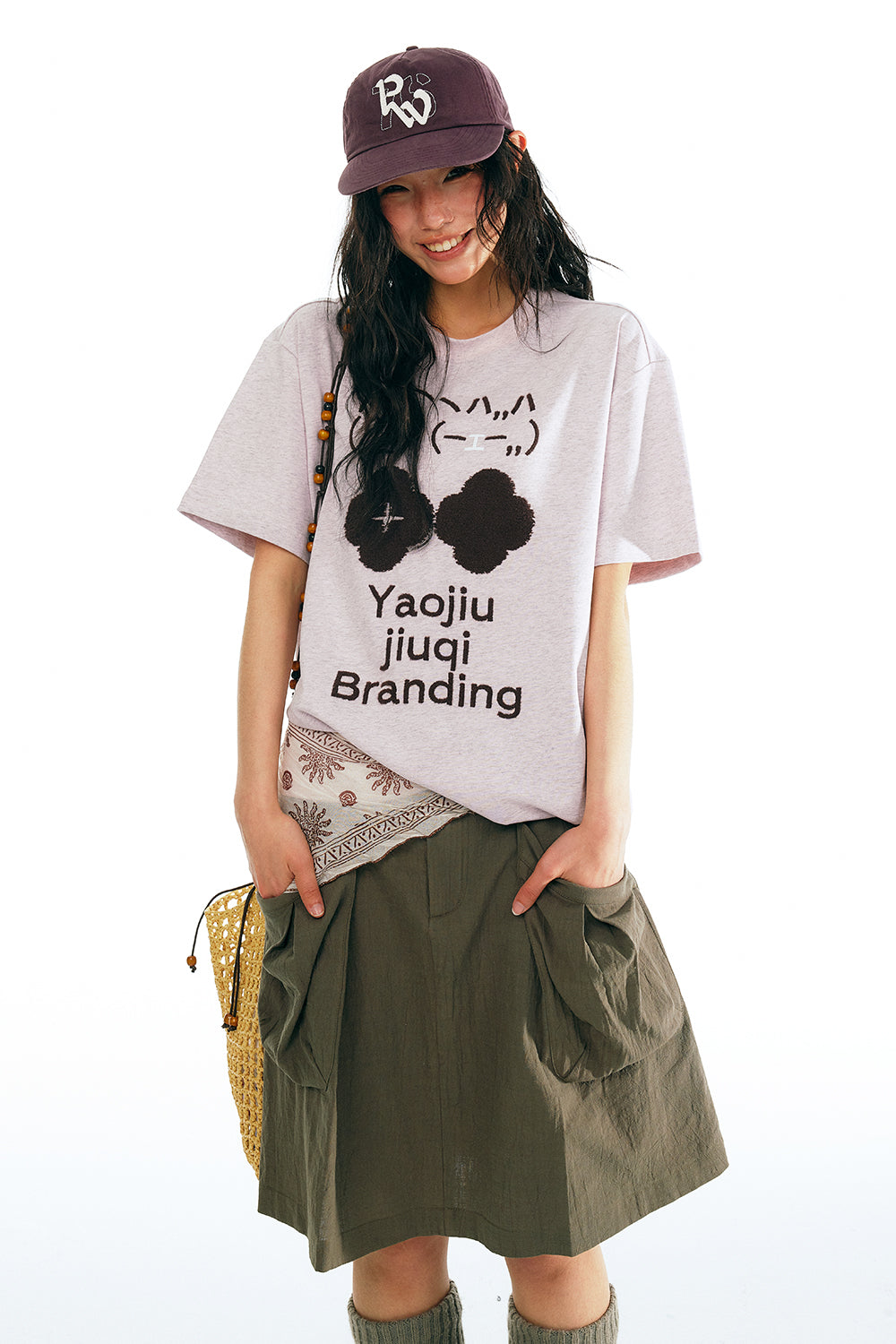 Emoticon Flocked Cat T-shirt