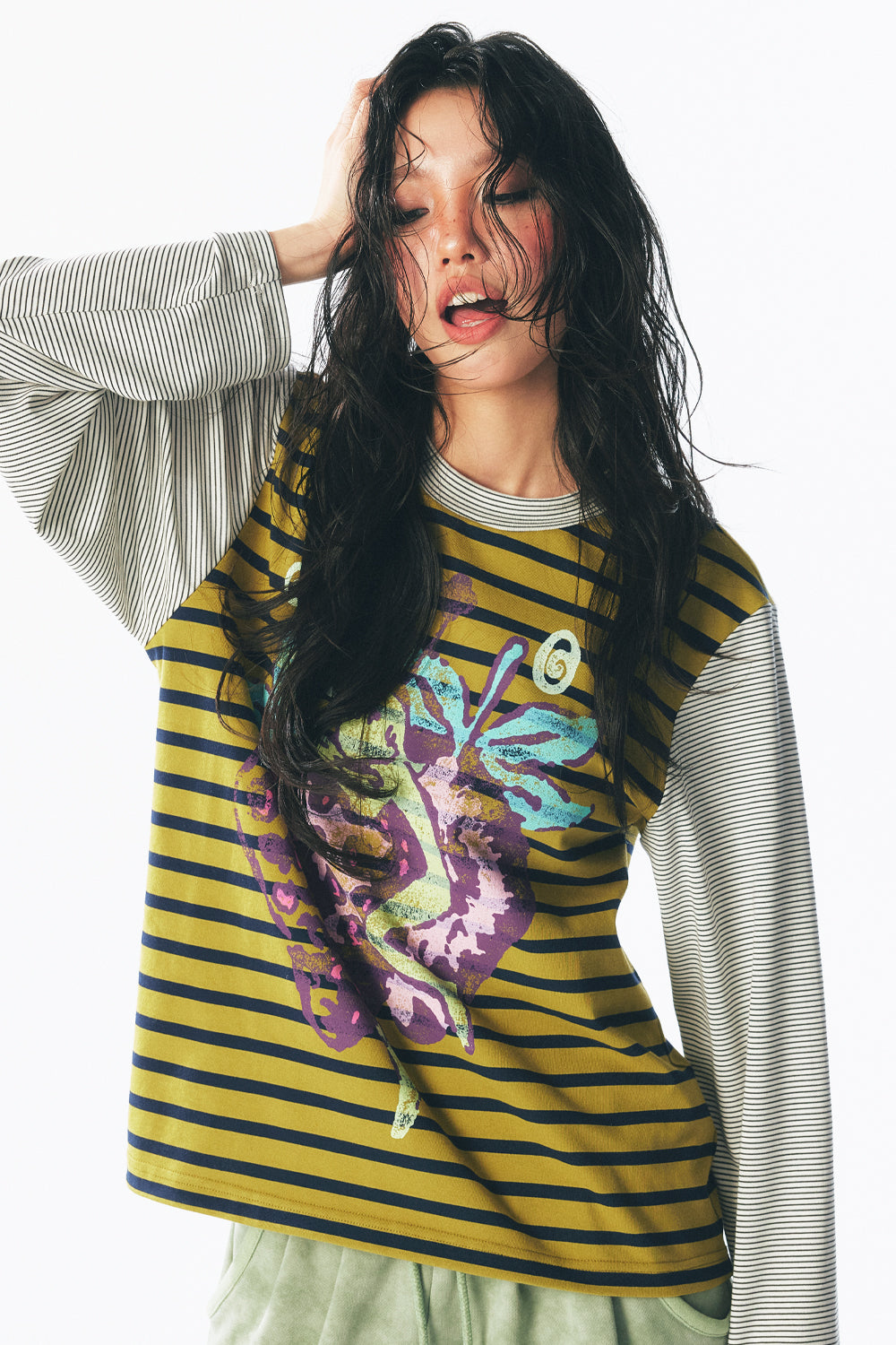 Strawberry Fairy Striped Long Sleeve Tee