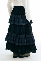Plaid Spliced Long Dress