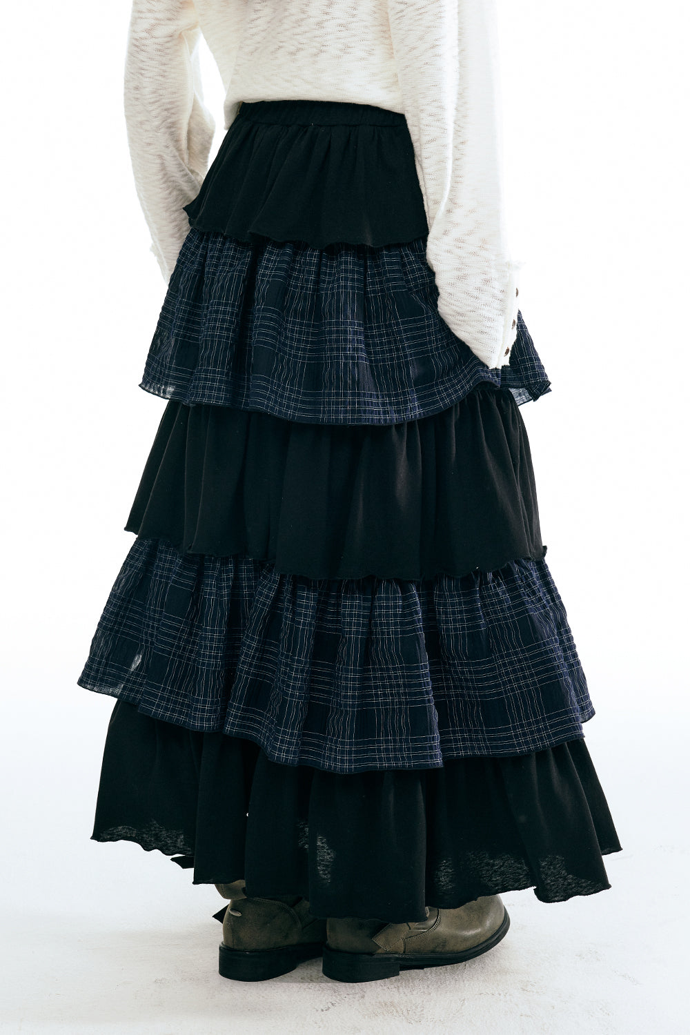 Plaid Spliced Long Dress