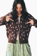 Leopard Print Zip-up Sweater