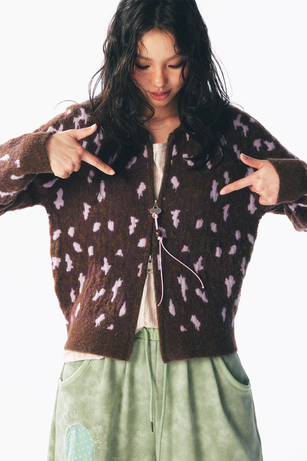 Leopard Print Zip-up Sweater