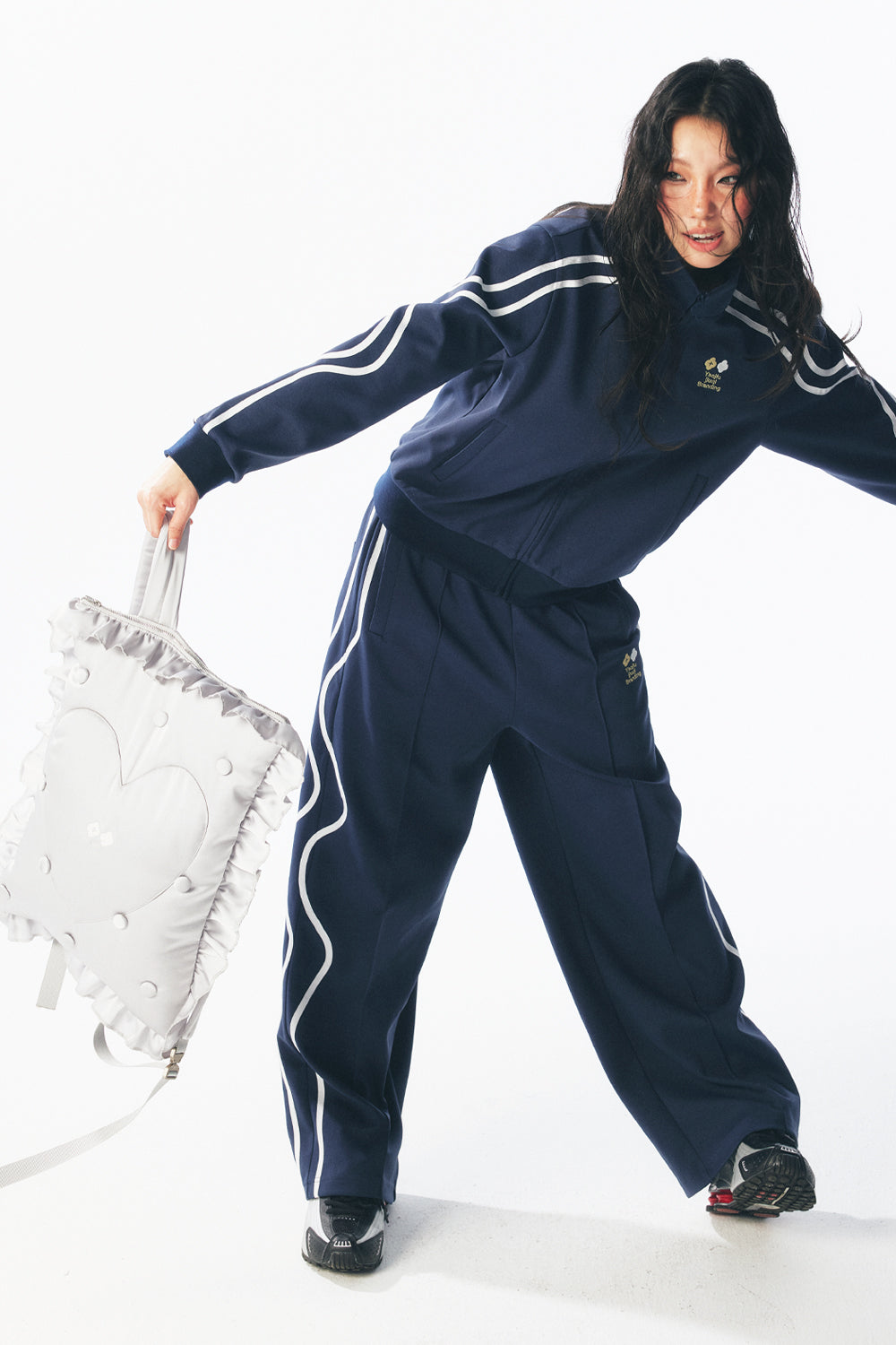 カーブストライプベーシックトラックスーツ（トップス+パンツ）