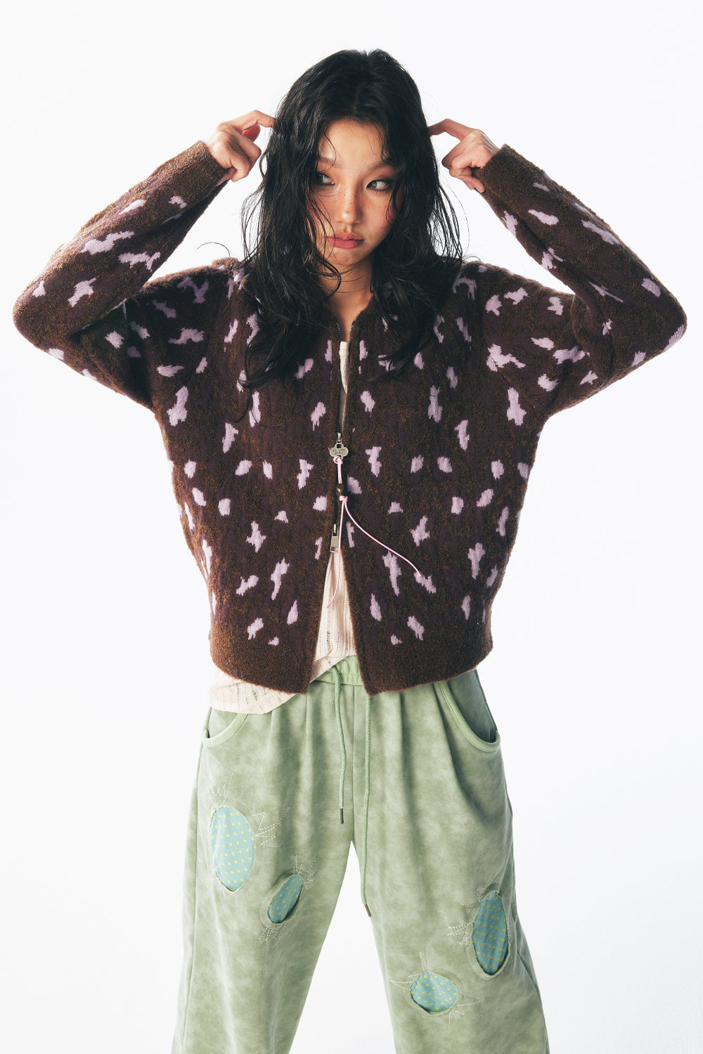 Leopard Print Zip-up Sweater