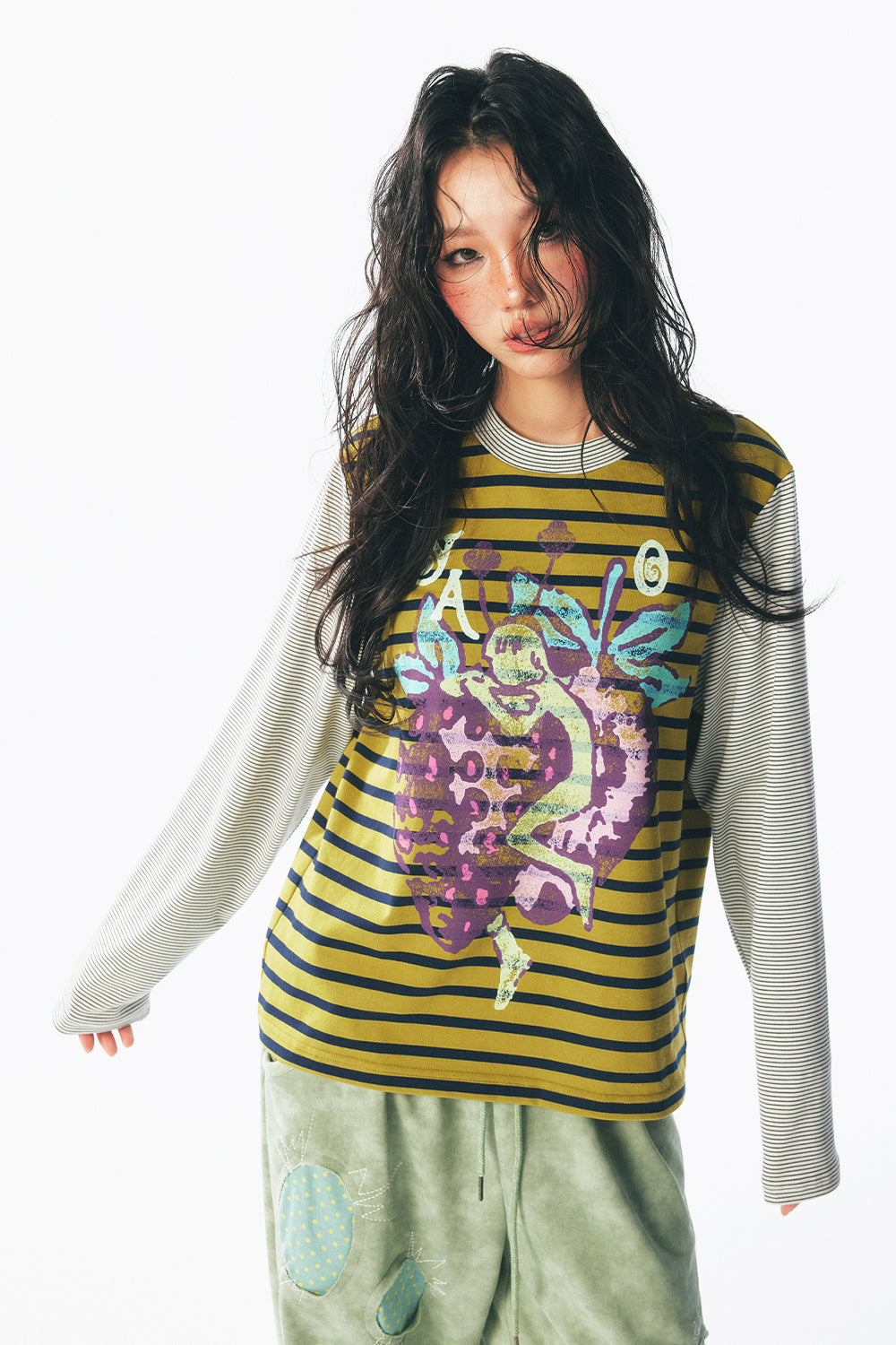 Strawberry Fairy Striped Long Sleeve Tee