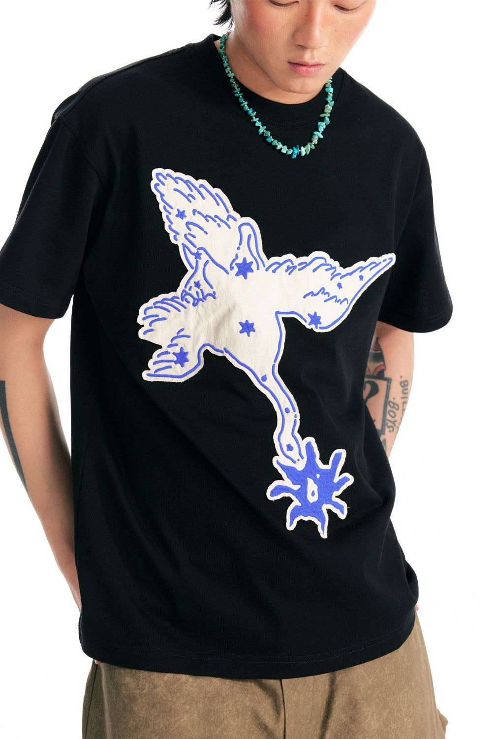 "Crane & Flying Flowers" Short Sleeve