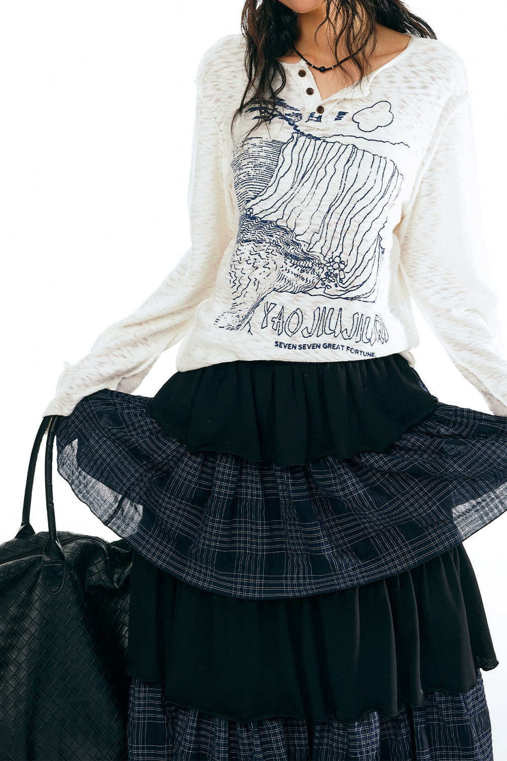 Plaid Spliced Long Dress