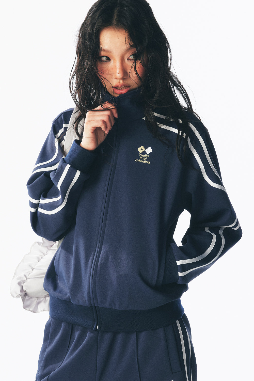 カーブストライプベーシックトラックスーツ（トップス+パンツ）