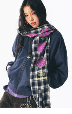 ビーズいちご柄プレイドフーディー