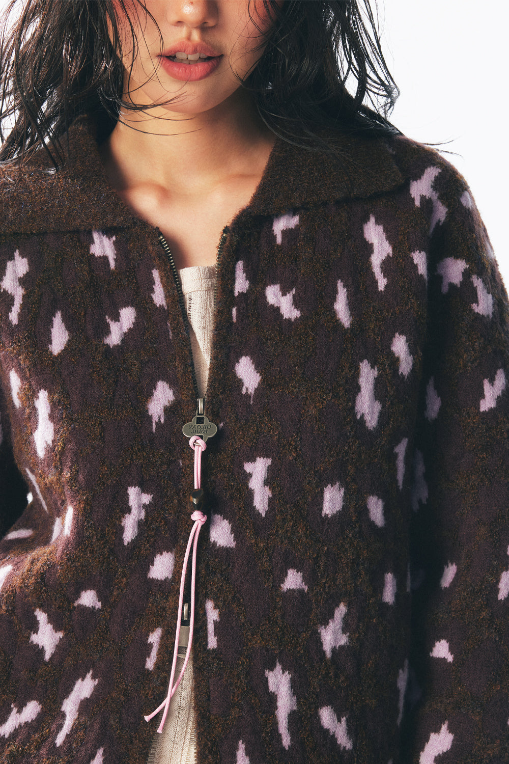 Leopard Print Zip-up Sweater