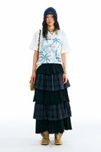 Plaid Spliced Long Dress