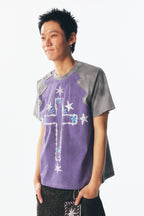 Thorn Cross & Star Rivet Irregular Short Sleeve