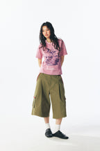 ホワイト ドーブ ファウンテン クロップド ショートスリーブ