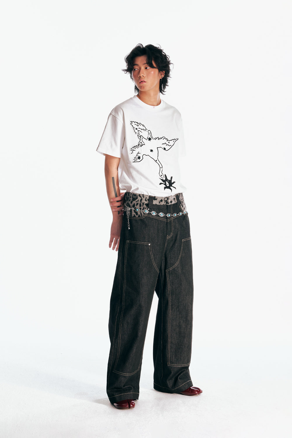 "Crane & Flying Flowers" Short Sleeve