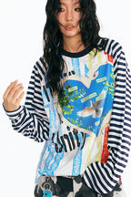 「平和の鳩」ストライプ長袖