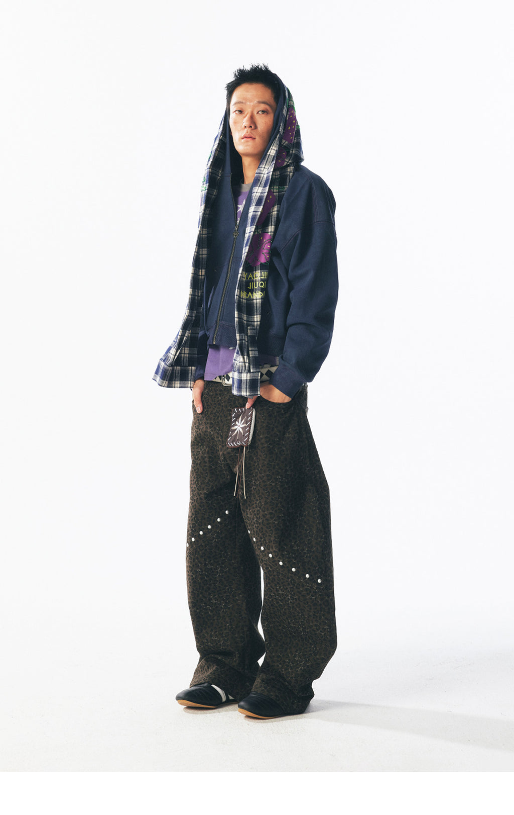 "Beaded Strawberry" Plaid Hoodie