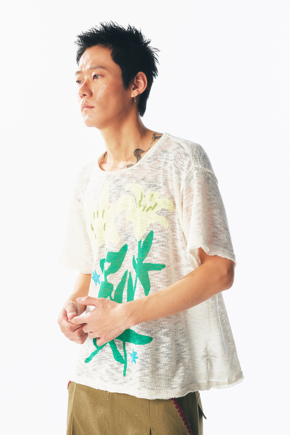 릴리 플라워 콜라주 반팔