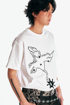 "Crane & Flying Flowers" Short Sleeve