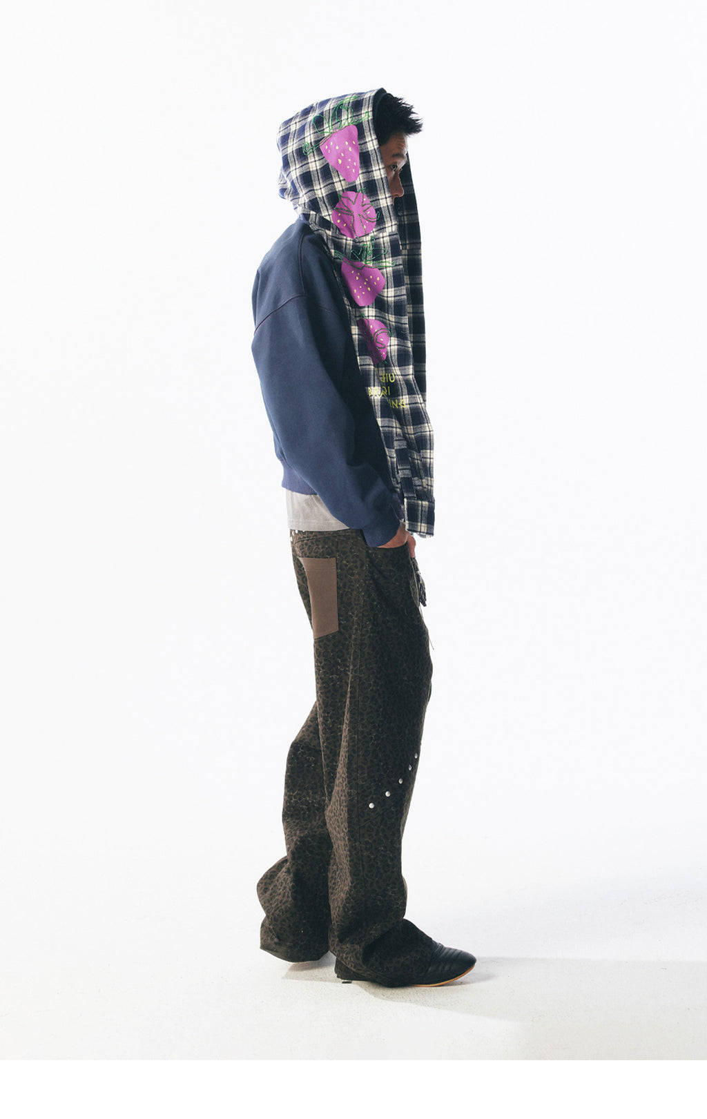 "Beaded Strawberry" Plaid Hoodie