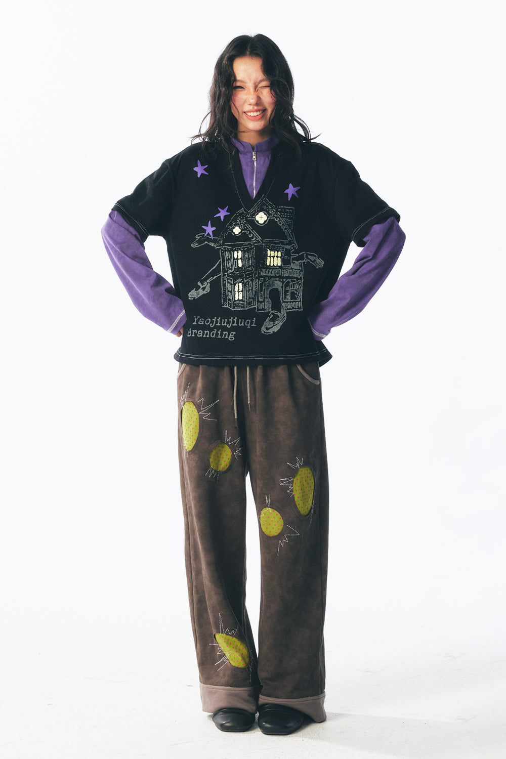 "Weird Bite House" Wizard Fake Two-Piece Long Sleeve